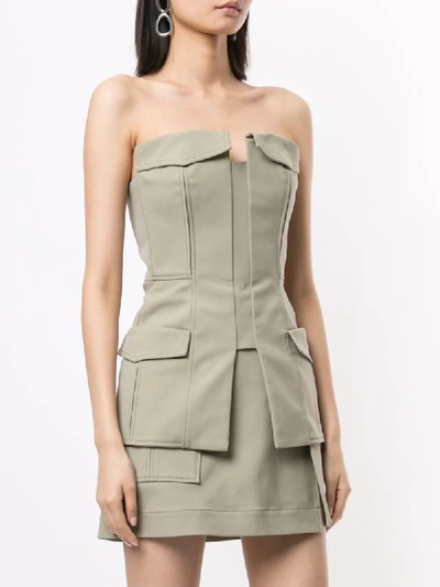 Shop Dion Lee Pocket Bustier Top In Green