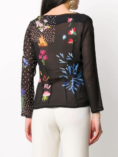 Shop Anntian Party Night-print Silk Blouse In Black