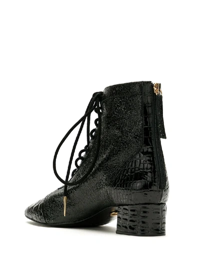 Shop Andrea Bogosian Runa Crocodile-effect Ankle Boots In Black
