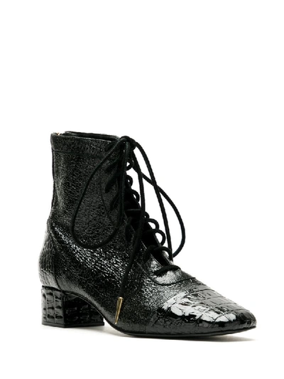 Shop Andrea Bogosian Runa Crocodile-effect Ankle Boots In Black