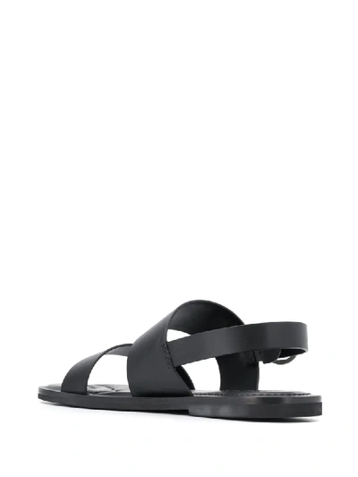 Shop Ferragamo Gancini Leather Sandals In Black