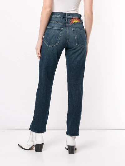 Shop Mother High Rise Straight-leg Jeans In Blue