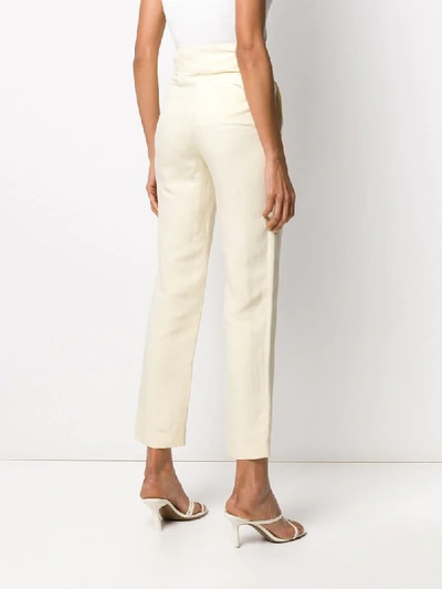 Shop Blazé Milano High-waisted Straight Trousers In Neutrals