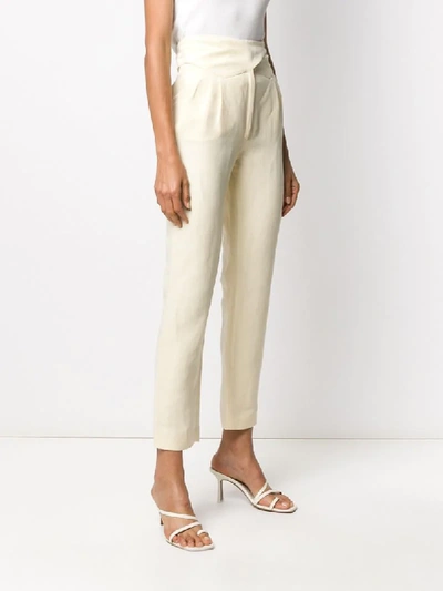 Shop Blazé Milano High-waisted Straight Trousers In Neutrals