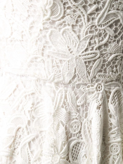 Shop Alexander Mcqueen Floral Lace Asymmetric Dress In White