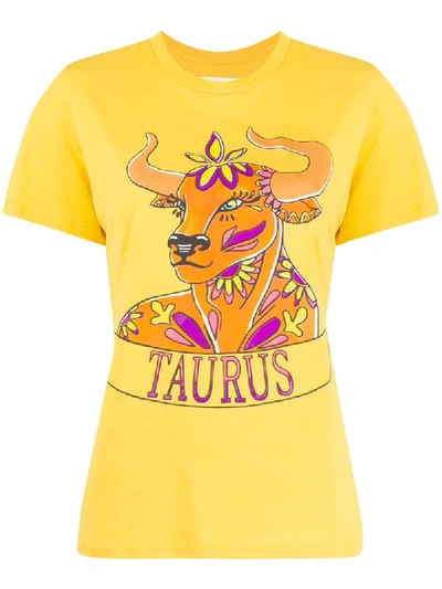 Shop Alberta Ferretti Taurus Print T-shirt In Yellow