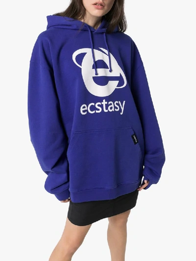 Shop Vetements Ecstasy Hoodie In Blue