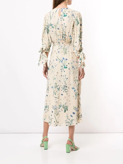 Luisa Beccaria Floral Print Midi Dress In Orange