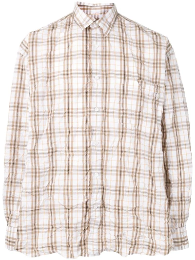 Shop Martine Rose Crinkled Check-print Shirt In Neutrals