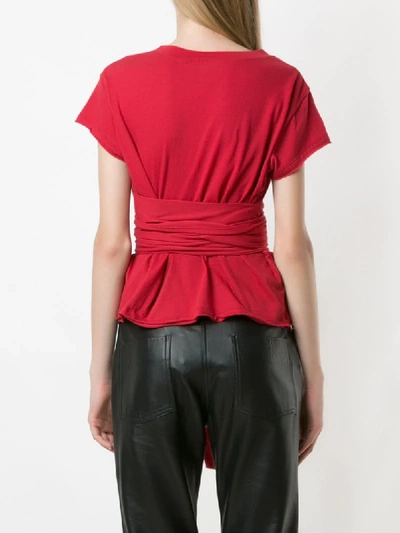 Shop Andrea Bogosian Rondal Tie-waist Cotton T-shirt In Red