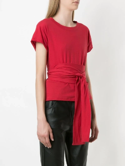 Shop Andrea Bogosian Rondal Tie-waist Cotton T-shirt In Red