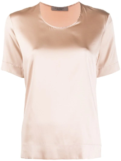 Shop D-exterior Short Sleeve Blouse In Neutrals