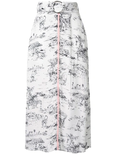 Shop Markus Lupfer Alexis Serengeti Belted Skirt In White