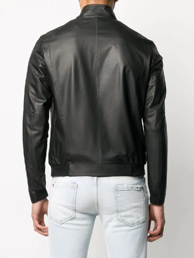 Shop Drome Zipped Leather Bomber Jacket In Black