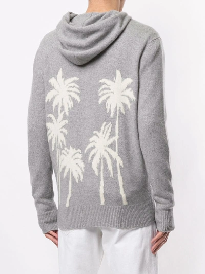 Shop The Elder Statesman Palm Tree Cashmere Hoodie In Grey