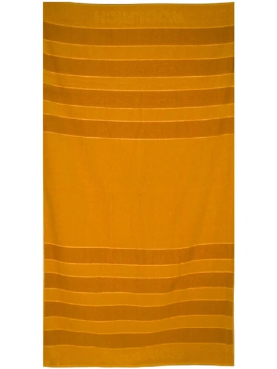 Shop Woolrich Striped Beach Towel In Yellow