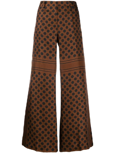 Shop Alberto Biani Polka-dot Print Trousers In Brown