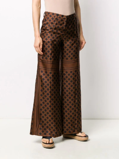 Shop Alberto Biani Polka-dot Print Trousers In Brown