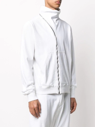 Shop Rick Owens Drkshdw Off-center Zip High Neck Jacket In White