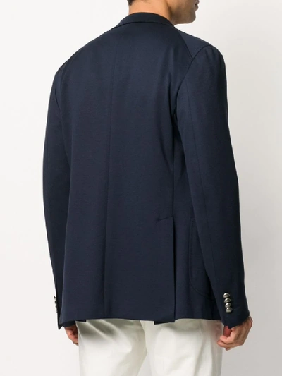 Shop Tagliatore Tonal Stitching Blazer In Blue