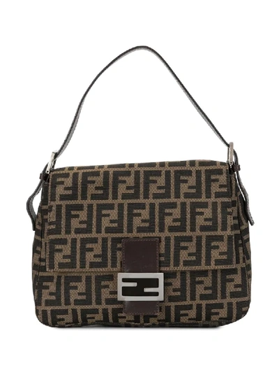 Pre-owned Fendi Zucca Print Mamma Baguette Shoulder Bag In Brown