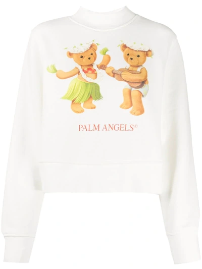 Shop Palm Angels Teddy Bear Print Sweatshirt In White