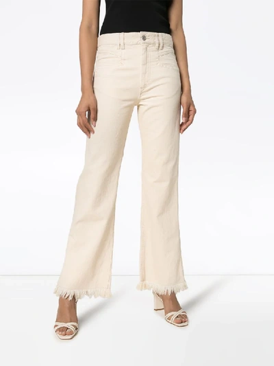 Shop Isabel Marant Elvira Frayed Jeans In White