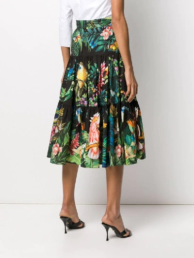 Shop Dolce & Gabbana Floral Print Midi Skirt In Green