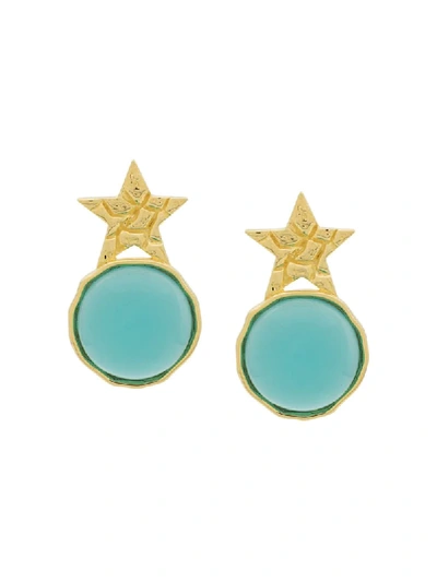Shop Eshvi Star Turquoise Glass Earrings In Blue