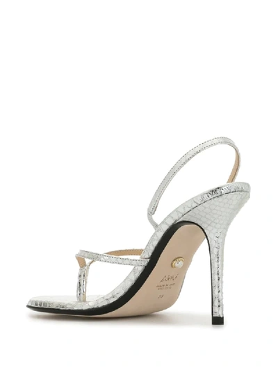 Shop Alevì Ivy Embossed Metallic Sandals In Silver