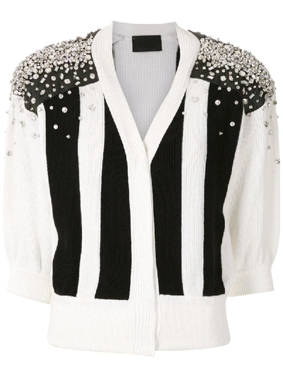 Shop Andrea Bogosian Strass Race Cardigan In Black