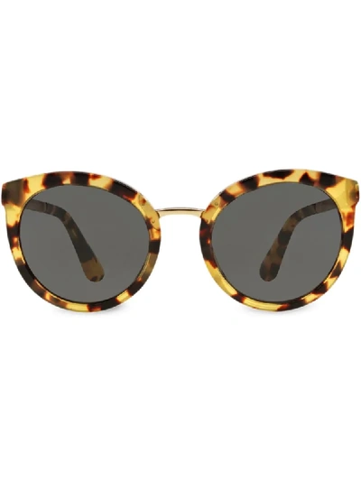 Shop Dolce & Gabbana Round-frame Sunglasses In Brown