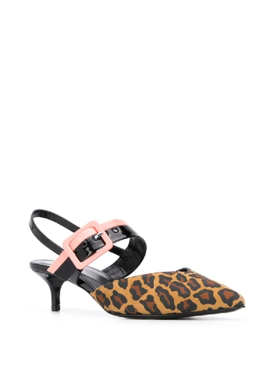Pierre Hardy Alpha Metallic Leather Kitten-heel Pumps In Brown