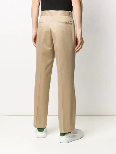 Shop Lacoste Live Pleated Chino Trousers In Neutrals