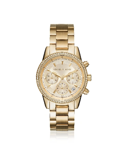 Shop Michael Kors Ritz Pavé Gold Tone Womens Watch