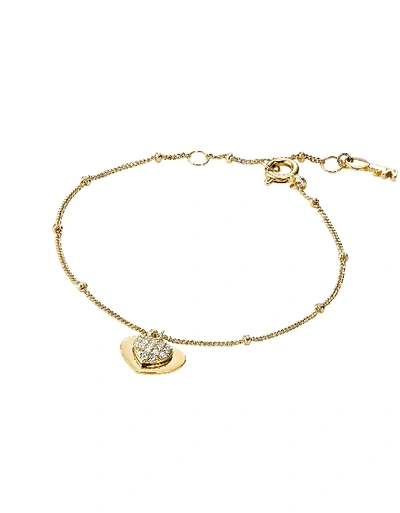 Michael Kors Kors Love Pave Heart Sterling Silver Bracelet In 14k