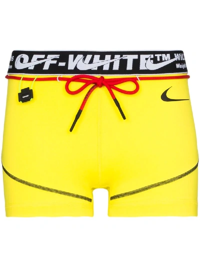 Shop Nike X Off-white Logo Running Shorts In Yellow