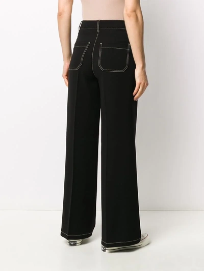 Shop Alberto Biani Contrast Stitch Trousers In Black