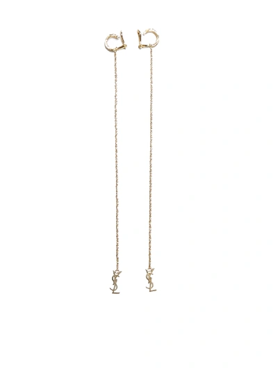 Shop Saint Laurent Logo Earring In Orlaiton