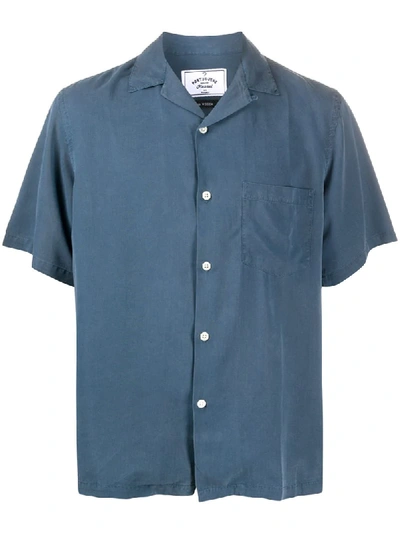 Shop Portuguese Flannel Patch-pocket Bowling Shirt In Blue