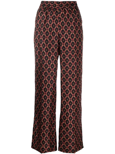 Shop Alberto Biani Geometric Print Trousers In Black