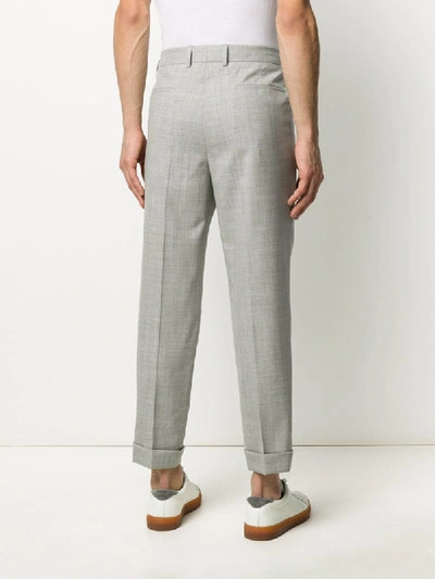 Shop Brunello Cucinelli Drawstring Waist Straight Leg Trousers In Grey