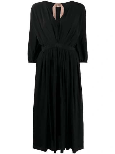 Shop N°21 Flared V-neck Dress In Black