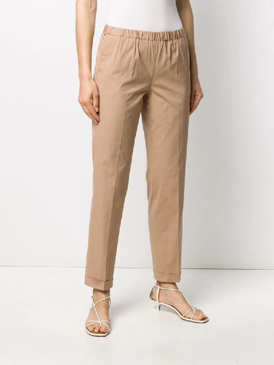 Shop Alberto Biani Cropped Slim Trousers In Neutrals