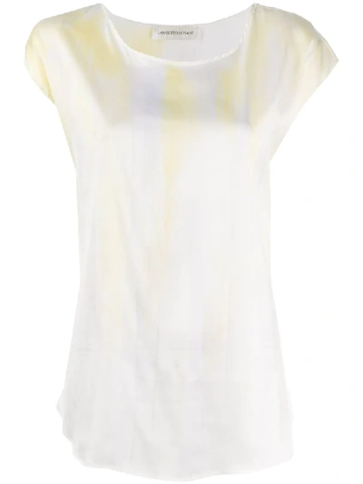 Shop Lamberto Losani Contrast Print Blouse In White