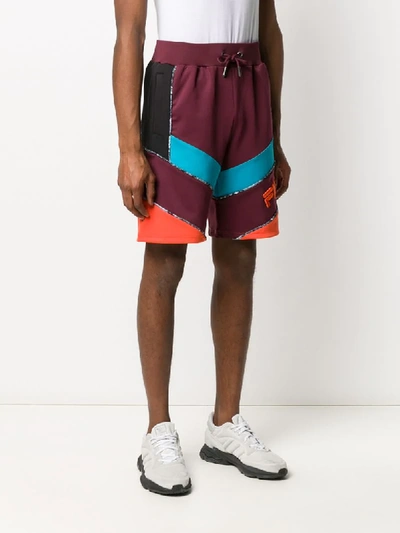 Shop Fila Colour Block Track Shorts In Red