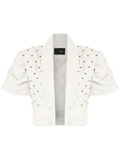 Shop Andrea Bogosian Cropped Quilted Leather Jacket In White