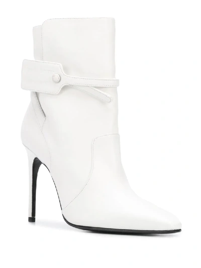 Off-white Zip Tie Pointed Toe Bootie In White