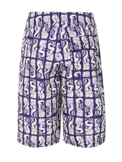 Shop Kenzo Mermaid Print Swim Shorts In Purple