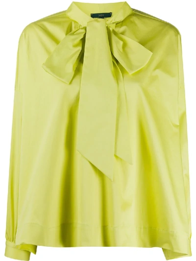 Shop Jejia Boxy Fit Pussy Bow Shirt In Green